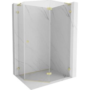 MEXEN/S Lunar L sprchový kout pětiboký křídlový pravá 80 x 90, transparent, zlato kartáčovaná 831L-080P-090L-55-00-P obraz