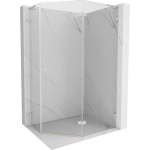 MEXEN/S Lunar L sprchový kout pětiboký křídlový pravá 80 x 90, transparent, nikl kartáčovaný 831L-080P-090L-97-00-P obraz