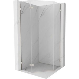 MEXEN/S Lunar sprchový kout pětiboký křídlový levá 90 x 90, transparent, nikl kartáčovaný 831-090L-090P-97-00-L obraz