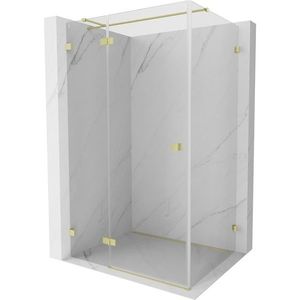 MEXEN/S Lunar T sprchový kout dveře křídlové levá 125 x 80, transparent, zlato kartáčovaná 834T-125-080-55-00-L obraz