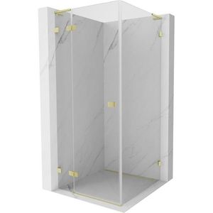 MEXEN/S Lunar L sprchový kout dveře křídlové levá 100 x 100, transparent, zlato kartáčovaná 834L-100-100-55-00-L obraz