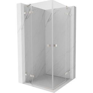 MEXEN/S Lunar Duo sprchový kout dveře křídlové 95 x 95, transparent, nikl kartáčovaný 834-095L-095P-97-00 obraz