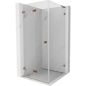 MEXEN/S Lunar-F L sprchový kout skládací dveře levá 80 x 80, transparent, růžové zlato 836L-080-080-60-00-L obraz