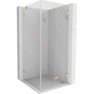 MEXEN/S Lunar-F sprchový kout skládací dveře pravá 70 x 70, transparent, zlato kartáčovaná 836-070-070-55-00-P obraz