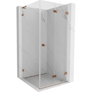 MEXEN/S Lunar-F L sprchový kout skládací dveře pravá 80 x 80, transparent, růžové zlato 836L-080-080-60-00-P obraz