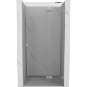 MEXEN/S Lunar L sprchové dveře křídlové pravé 80, transparent, nikl kartáčovaný 834L-080-000-97-00-P obraz