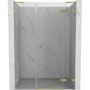 MEXEN/S Lunar L sprchové dveře křídlové pravé 120, transparent, zlatá kartáčovaná 834SL-120-050-55-00-P obraz