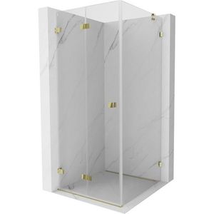 MEXEN/S Lunar-F sprchový kout skládací dveře levá 80 x 80, transparent, zlato 836-080-080-50-00-L obraz