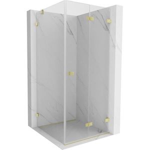 MEXEN/S Lunar-F sprchový kout skládací dveře pravá 80 x 80, transparent, zlato kartáčovaná 836-080-080-55-00-P obraz
