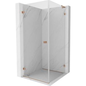 MEXEN/S Lunar-B L sprchový kout dveře křídlové levá 80 x 80, transparent, měď kartáčovaná 832L-080-080-65-00-L obraz