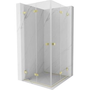 MEXEN/S Lunar-F Duo sprchový kout skládací dveře 90 x 90, transparent, zlato kartáčovaná 836-090L-090P-55-00 obraz