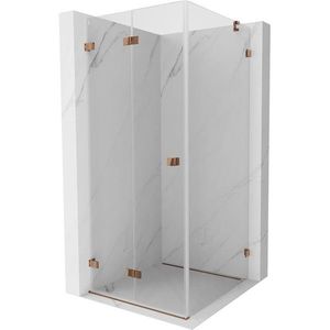 MEXEN/S Lunar-F sprchový kout skládací dveře levá 80 x 80, transparent, różowe złot 836-080-080-60-00-L obraz