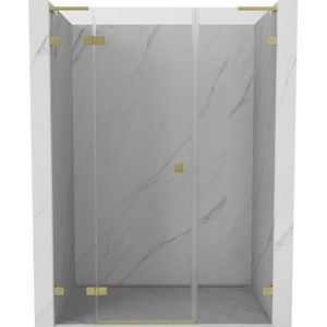 MEXEN/S Lunar L sprchové dveře křídlové levé 125, transparent, zlatá kartáčovaná 834SL-125-050-55-00-L obraz