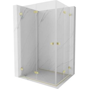 MEXEN/S Lunar-F Duo sprchový kout skládací dveře 100 x 70, transparent, zlato kartáčovaná 836-100L-070P-55-00 obraz