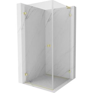 MEXEN/S Lunar-B L sprchový kout dveře křídlové levá 90 x 90, transparent, zlato kartáčovaná 832L-090-090-55-00-L obraz