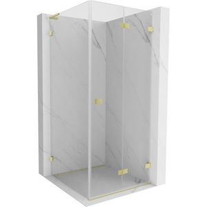 MEXEN/S Lunar-F L sprchový kout skládací dveře pravá 90 x 90, transparent, zlato kartáčovaná 836L-090-090-55-00-P obraz
