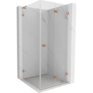 MEXEN/S Lunar-F L sprchový kout skládací dveře pravá 90 x 90, transparent, měď kartáčovaná 836L-090-090-65-00-P obraz
