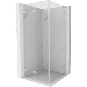 MEXEN/S Lunar-F L sprchový kout skládací dveře levá 90 x 90, transparent, nikl kartáčovaný 836L-090-090-97-00-L obraz