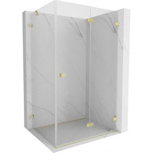 MEXEN/S Lunar-F sprchový kout skládací dveře pravá 90 x 70, transparent, zlato kartáčovaná 836-090-070-55-00-P obraz