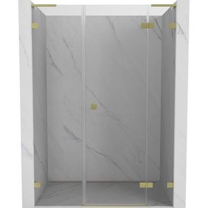 MEXEN/S Lunar L sprchové dveře křídlové pravé 135, transparent, zlatá kartáčovaná 834SL-135-050-55-00-P obraz