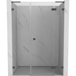 MEXEN/S Lunar L sprchové dveře křídlové pravé 135, transparent, grafit kartáčovaná 834SL-135-050-66-00-P obraz