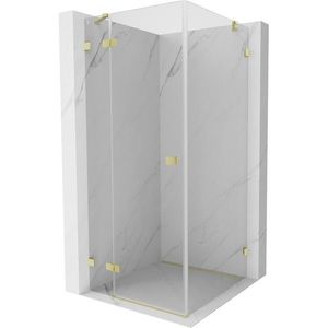 MEXEN/S Lunar sprchový kout dveře křídlové levá 80 x 80, transparent, zlato kartáčovaná 834-080-080-55-00-L obraz