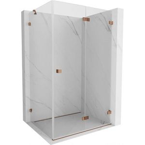 MEXEN/S Lunar-F sprchový kout skládací dveře pravá 90 x 80, transparent, różowe złot 836-090-080-60-00-P obraz
