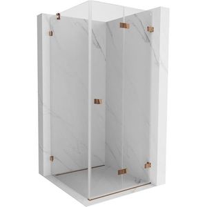 MEXEN/S Lunar-F sprchový kout skládací dveře pravá 90 x 90, transparent, różowe złot 836-090-090-60-00-P obraz