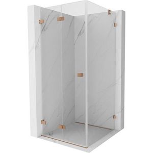 MEXEN/S Lunar-F sprchový kout skládací dveře levá 90 x 90, transparent, miedź szczotkowan 836-090-090-65-00-L obraz