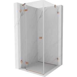 MEXEN/S Lunar sprchový kout dveře křídlové levá 90 x 90, transparent, měď kartáčovaná 834-090-090-65-00-L obraz