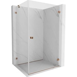 MEXEN/S Lunar-B sprchový kout dveře křídlové pravá 90 x 80, transparent, růžové zlato 832-090-080-60-00-P obraz