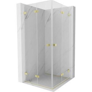 MEXEN/S Lunar-F Duo sprchový kout skládací dveře 70 x 70, transparent, zlato kartáčovaná 836-070L-070P-55-00 obraz
