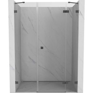 MEXEN/S Lunar sprchové dveře křídlové pravé 130, transparent, grafit kartáčovaná 834S-130-050-66-00-P obraz