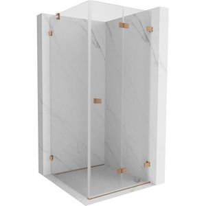 MEXEN/S Lunar-F sprchový kout skládací dveře pravá 90 x 90, transparent, miedź szczotkowan 836-090-090-65-00-P obraz