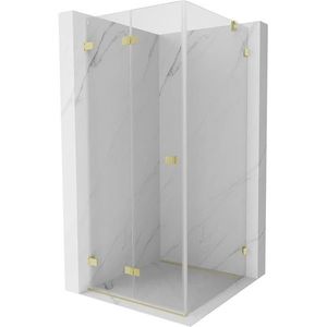 MEXEN/S Lunar-F sprchový kout skládací dveře levá 100 x 100, transparent, zlato kartáčovaná 836-100-100-55-00-L obraz