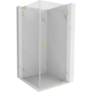 MEXEN/S Lunar-B L sprchový kout dveře křídlové pravá 90 x 90, transparent, zlato kartáčovaná 832L-090-090-55-00-P obraz