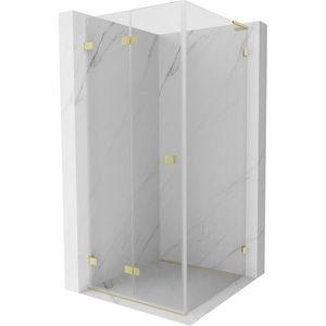 MEXEN/S Lunar-F L sprchový kout skládací dveře levá 70 x 70, transparent, zlato kartáčovaná 836L-070-070-55-00-L obraz