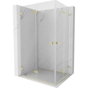 MEXEN/S Lunar-F Duo sprchový kout skládací dveře 95 x 80, transparent, zlato kartáčovaná 836-095L-080P-55-00 obraz