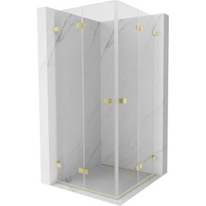 MEXEN/S Lunar-F Duo sprchový kout skládací dveře 95 x 95, transparent, zlato kartáčovaná 836-095L-095P-55-00 obraz