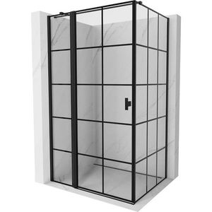 MEXEN/S Mist T sprchový kout dveře křídlové levá 115 x 75, černá dekor, černá 8A4T-115-075-70-77-L obraz