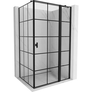 MEXEN/S Mist T sprchový kout dveře křídlové pravá 115 x 75, černá dekor, černá 8A4T-115-075-70-77-P obraz