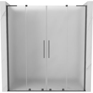 MEXEN/S Velar L Duo posuvné sprchové dveře 200, dekor, grafit metal 871-200-003-32-95 obraz