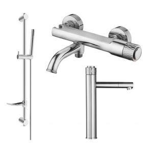 MEXEN/S Diamond DF70 Set umyvadlové a vanové baterie s příslušenstvím, chrom 71513DF70-00 obraz