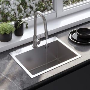 REA Ocelový dřez Liam BRUSH NICKEL s kuchyňskou baterií KPL-96006 obraz