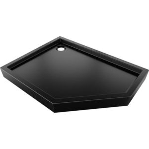 MEXEN Flow+ pětiboká sprchová vanička levá 90 x 80, černá mat 46P708090LH obraz