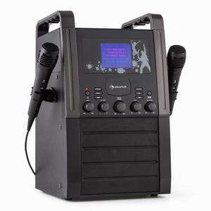 Auna KA8P-V2 BK, černá, karaoke systém s CD přehrávačem, AUX, 2 mikrofony obraz