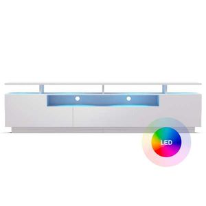 Blumfeldt Perth Lowboard, TV skříňka, LED, 3 police, bílá, 195 x 33 x 50 cm, LED obraz
