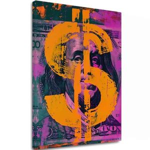 Obrázek MONEY BENJAMIN na plátně | Malovaná struktura obraz