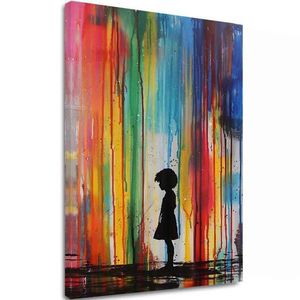 Obrázek RAINBOW SILHOUETTE na plátně | Malovaná struktura obraz