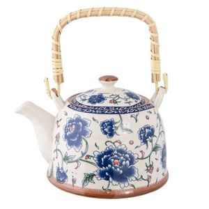 Porcelánová konvička s modrými květy a se sítkem - Ø 14*14 cm / 0, 7L 6CETE0008 obraz